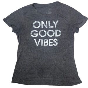Modern Lux SZ L ONLY GOOD VIBES crew neck gray white T-shirt
